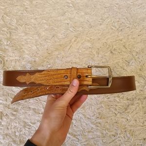 Brown leather Tony Lama gold label belt 44in